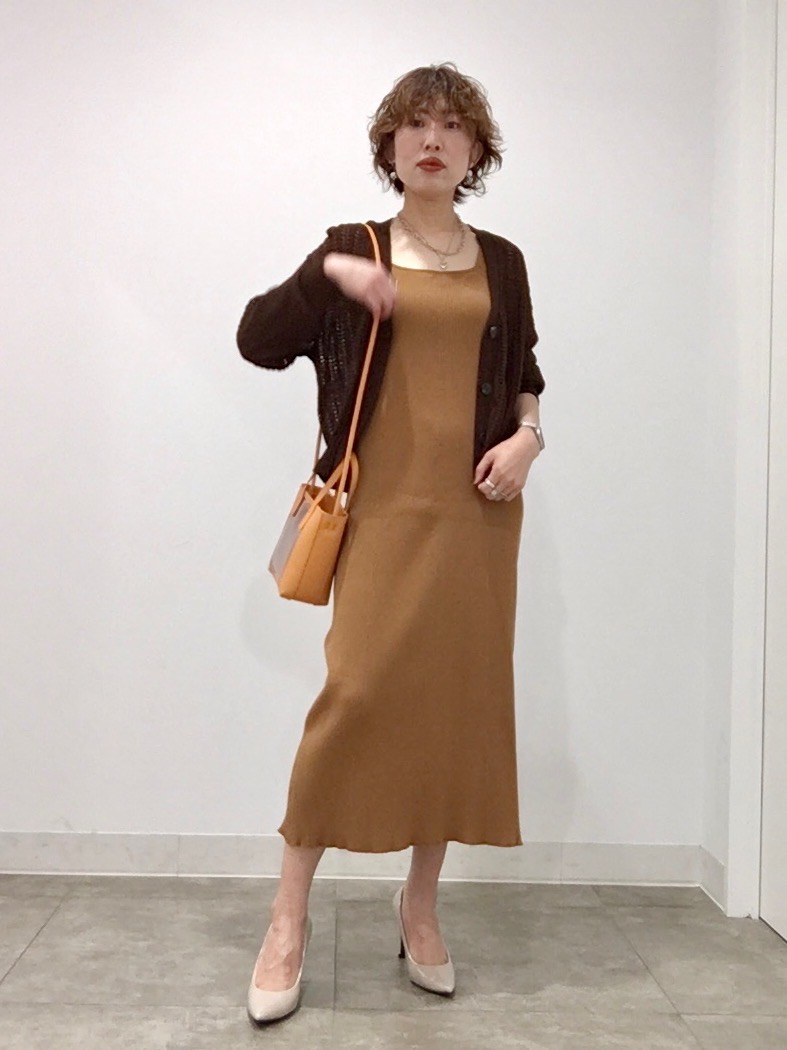 シアーロングカーディガン(長袖)Z、リブニットワンピース(ノースリーブ 