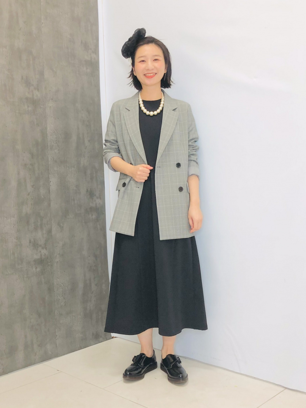 DABUWAWA 上品 長袖ショートワンピース チェック ダブルブレスト DABUWAWA 上品 長袖ショートワンピース チェック ダブルブレスト