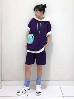 GU公式 | ドライダブルフェイスビッグパーカ(5分袖)