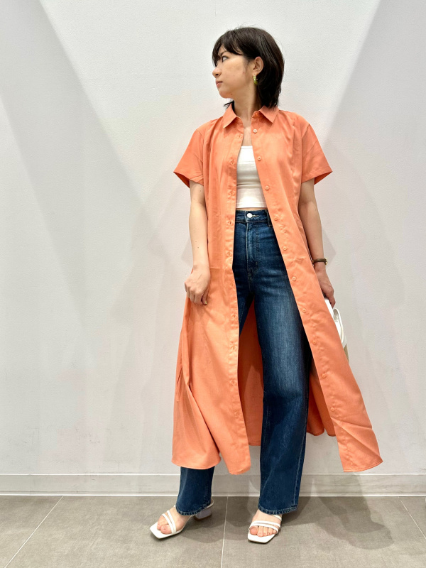 Aラインシャツワンピース(半袖)Z+E（レディース）の着用コーディネート