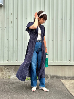 GU公式 | ドットプリントワンピース(半袖)Z