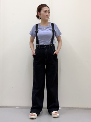 GU公式 | サスペンダー付きワイドジーンズ+E
