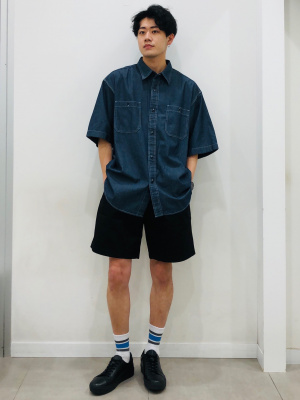 GU公式 | デニムオーバーサイズワークシャツ(5分袖