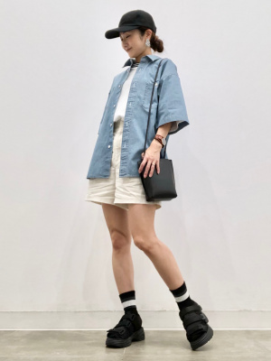 GU公式 | オーバーサイズT(5分袖)(リブライン)