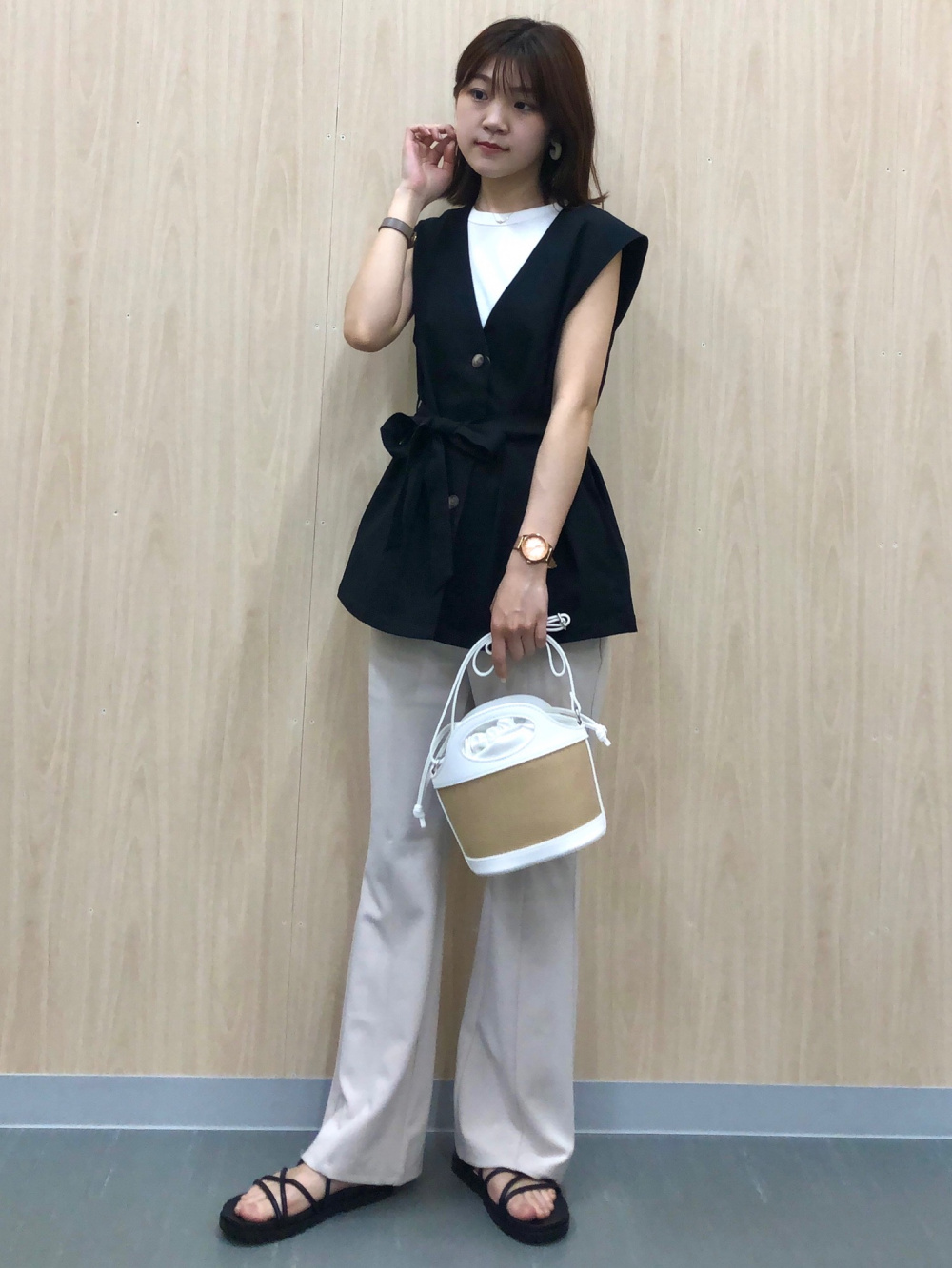 【美品】コーデ売り♡オーバーシアーシャツ＆半袖 スクエアネックリブトップス ブラウス シャツ 「お気に入り58，000突破！！」シアーオーバーサイズ