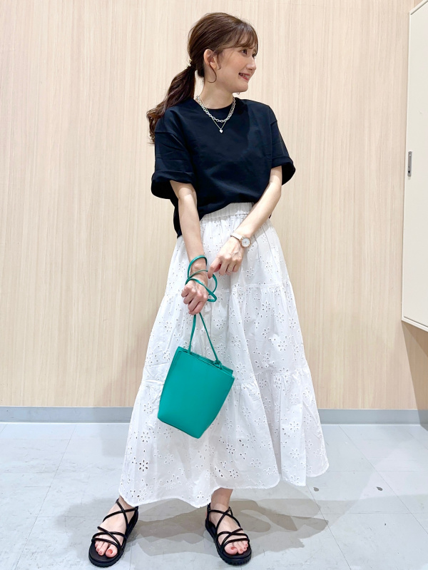 GU公式 | コットンレースフレアロングスカート+E