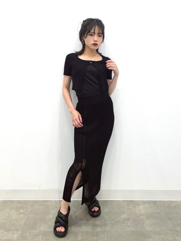 キャミソールセットボレロカーディガン(長袖)YT+E（レディース）の着用