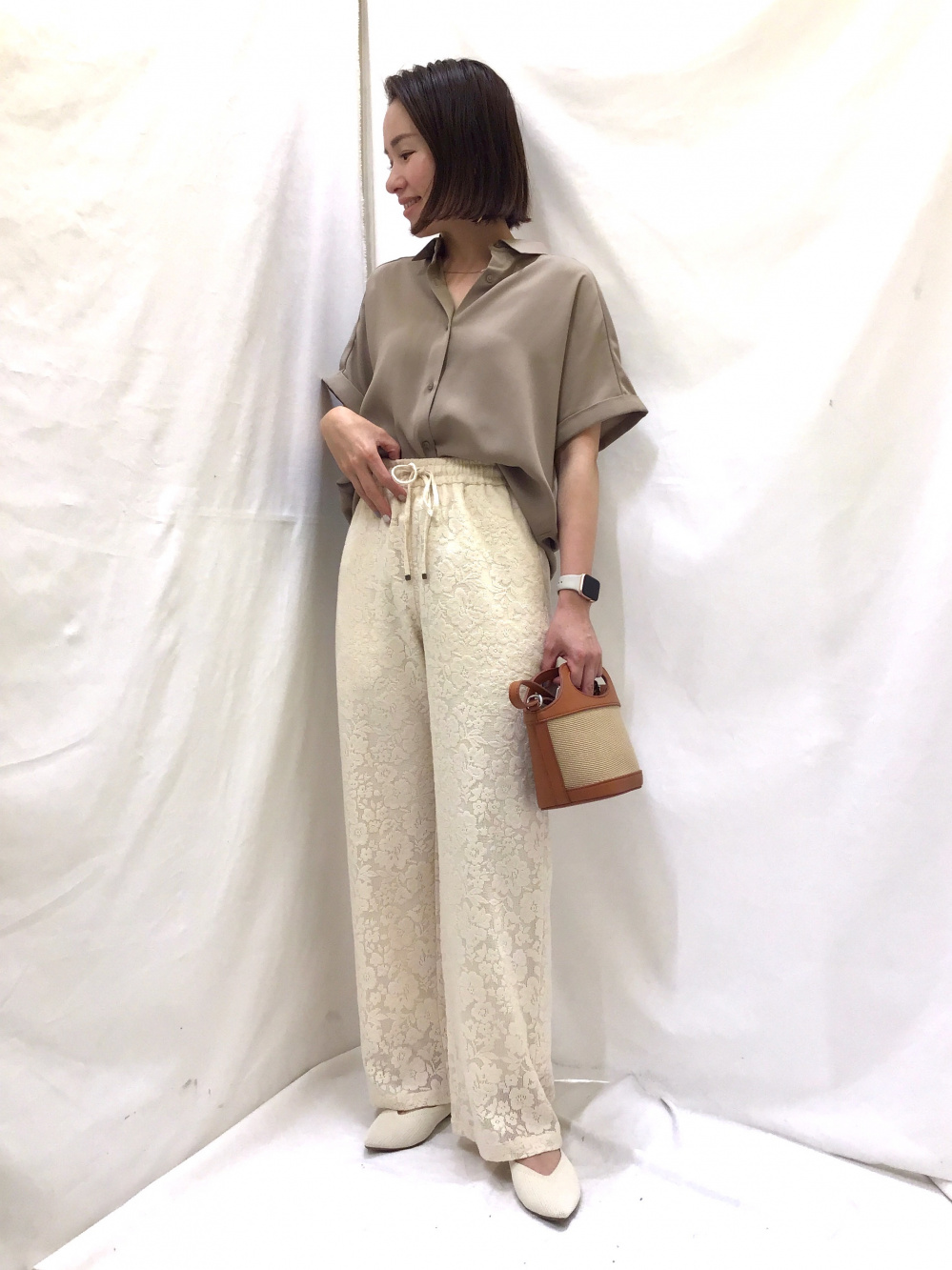 グッチ　ブラウス　バーバリー　パンツ　おまとめ 楽天市場】【小倉優子さん着用】パンチングレース配色チュニック
