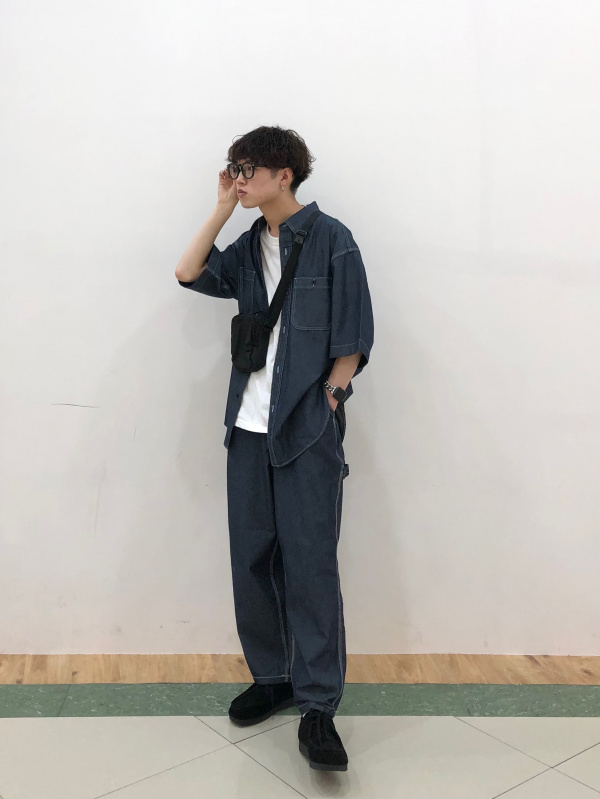 アウトドア寝具 Kun GU公式 | ライトデニムペインターイージーアンクルパンツ