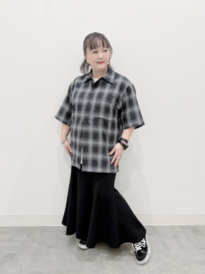 よるい GU公式 | オンブレチェックシャツ(5分袖)