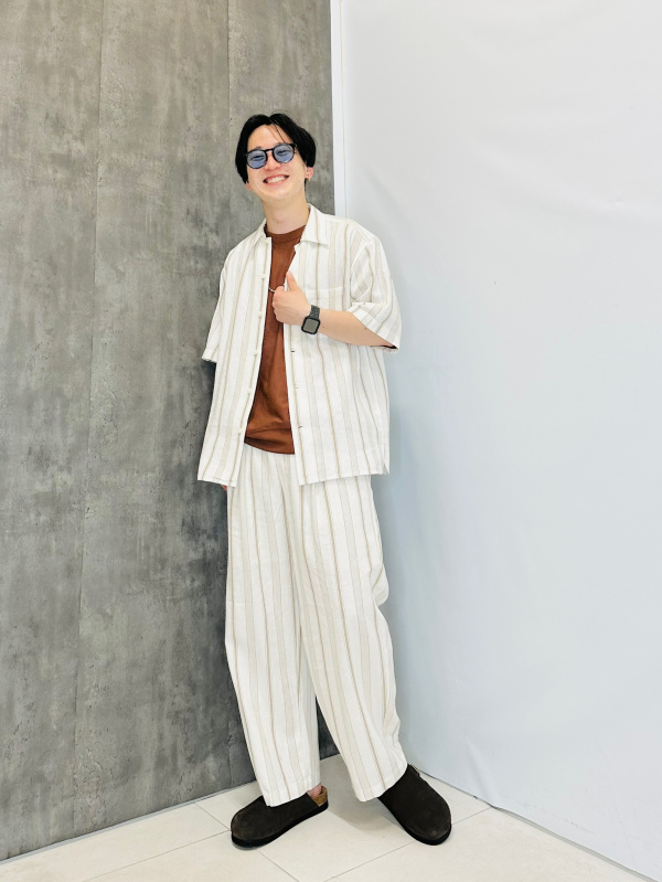 リネンブレンドイージーアンクルパンツ(柄)(セットアップ可能)（メンズ