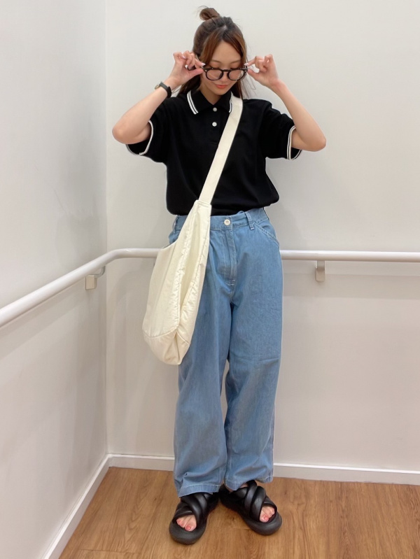 さるぐく GU公式 | ライトデニムペインターイージーアンクルパンツ