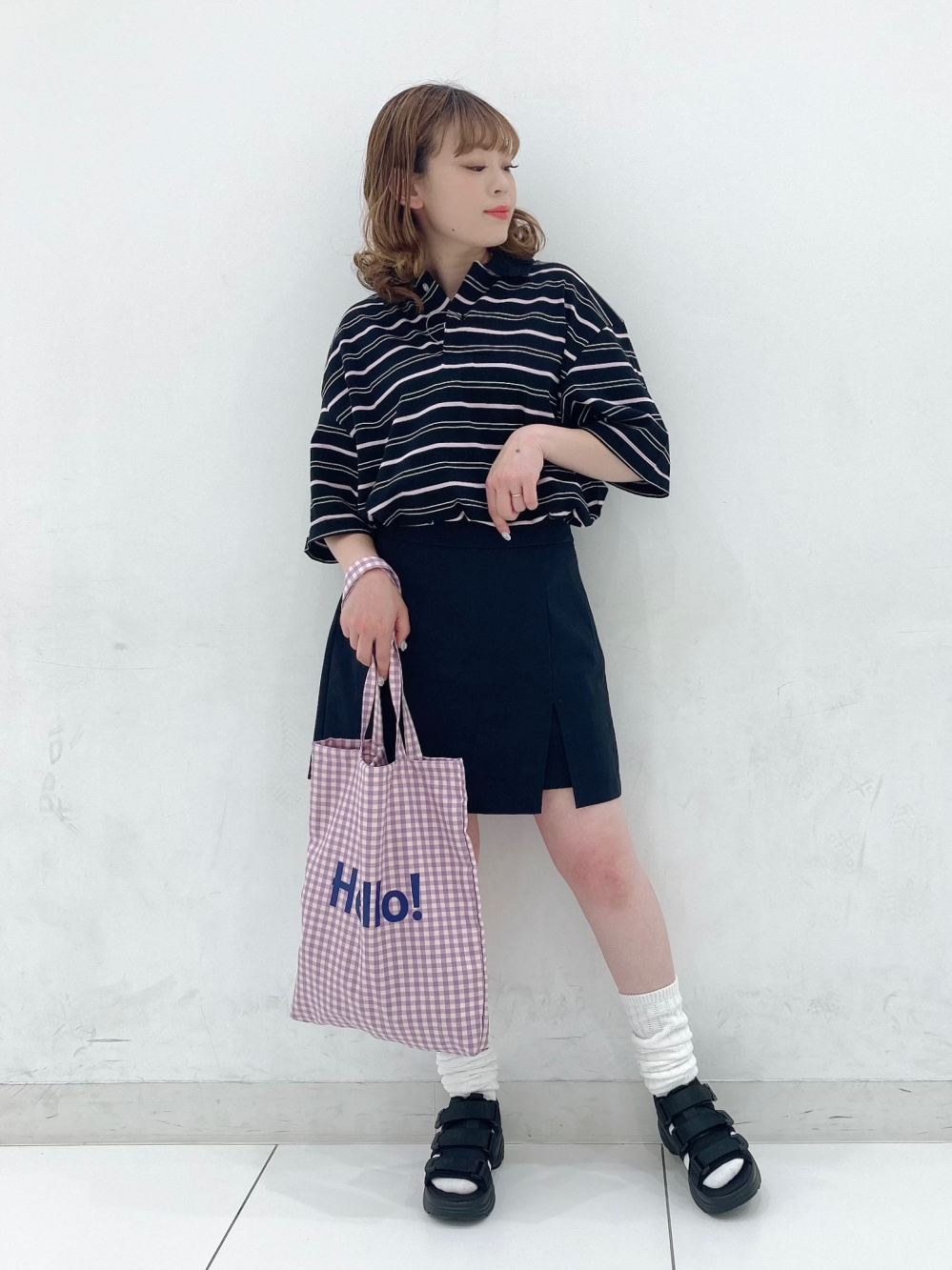 retock's】ロゴ刺繍 オーバーサイズ レトロマルチボーダー