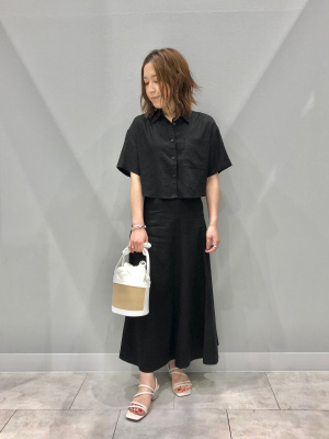 GU公式 | リネンブレンドクロップドシャツ(5分袖)