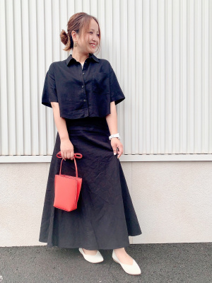 m a .出品 GU公式 | リネンブレンドクロップドシャツ(5分袖)