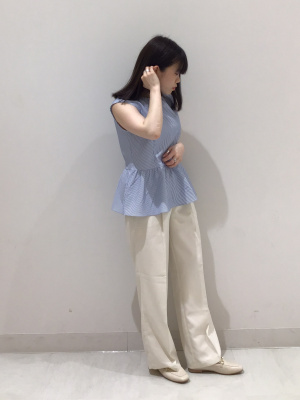 GU公式 | シアサッカーペプラムブラウス(半袖)Z+X