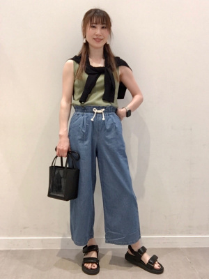 GU公式 | GIRLSライトデニムプルオンワイドパンツ