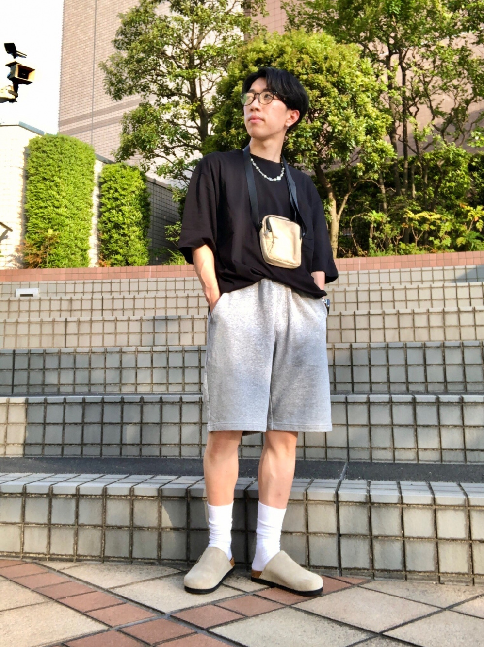 お気にいる GU ベージュ 黒 摺れ クロッグサンダル リアルレザー 靴