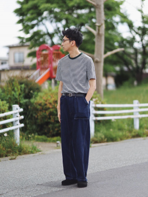 GU公式 | リンガービッグT(5分袖)(ボーダー)