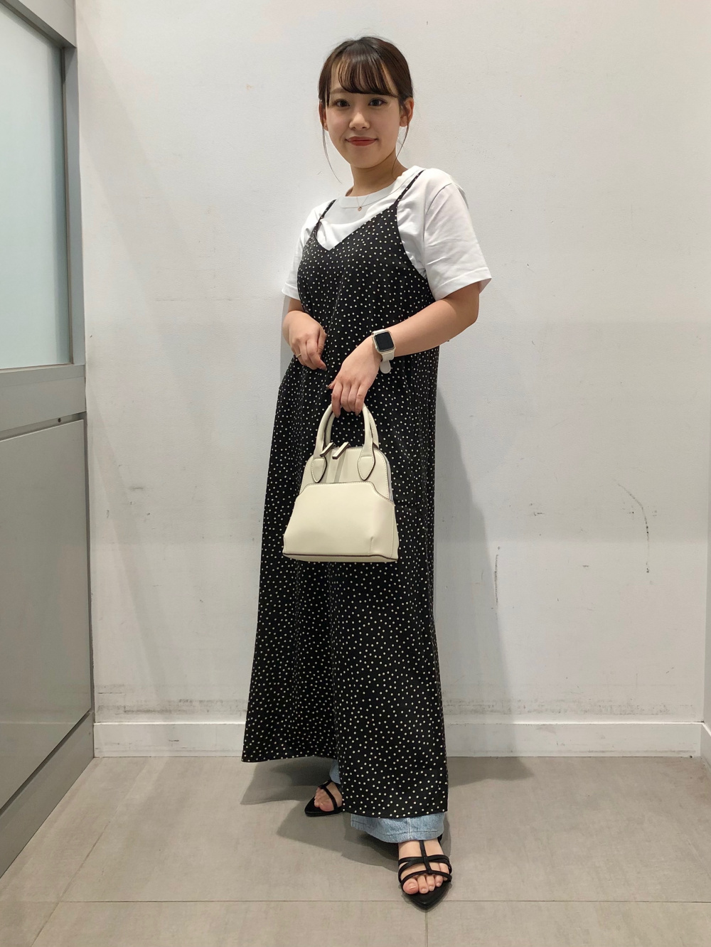 Rebecca Vallance リネンブレンド フレア ロング スカート ウエストタックフレンチスリーブT、リネンブレンドフレアロング