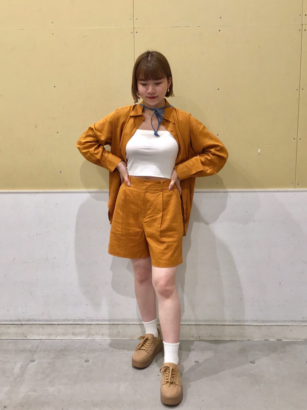 ポロシャツ(5分袖) Mrs. GREEN APPLE、リネンブレンドショートパンツ