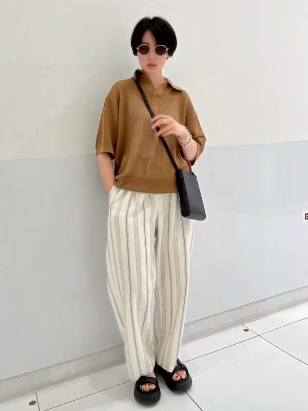 リネンブレンドイージーアンクルパンツ(柄)(セットアップ可能