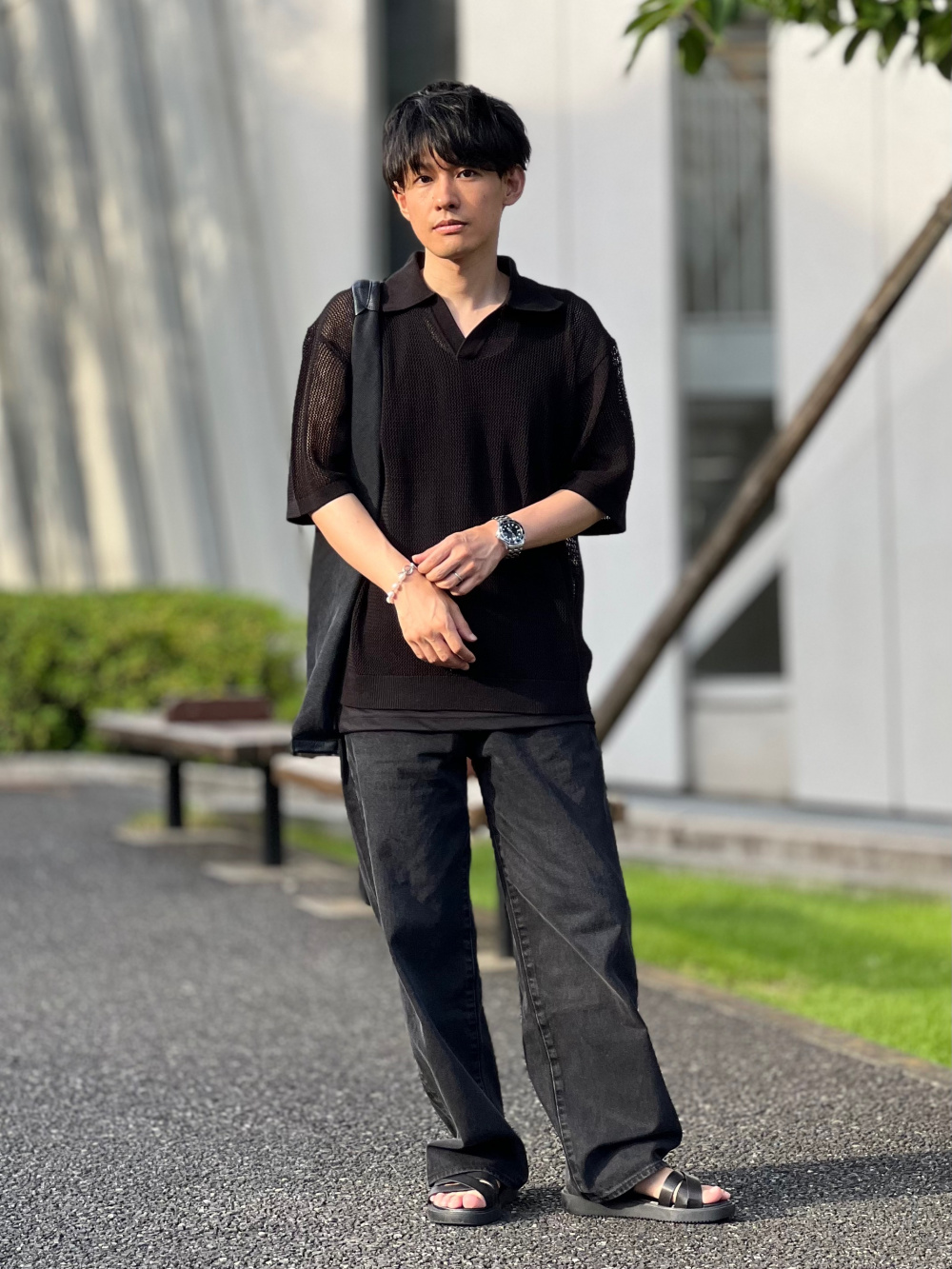 オーバーサイズノースリーブTNT+E、シアサッカーオープンカラー