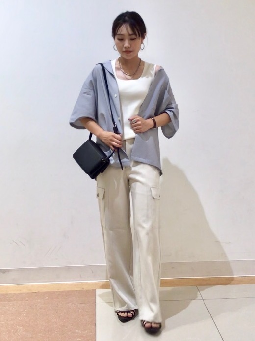 シアサッカーオープンカラーシャツ(5分袖)(セットアップ可能)（メンズ