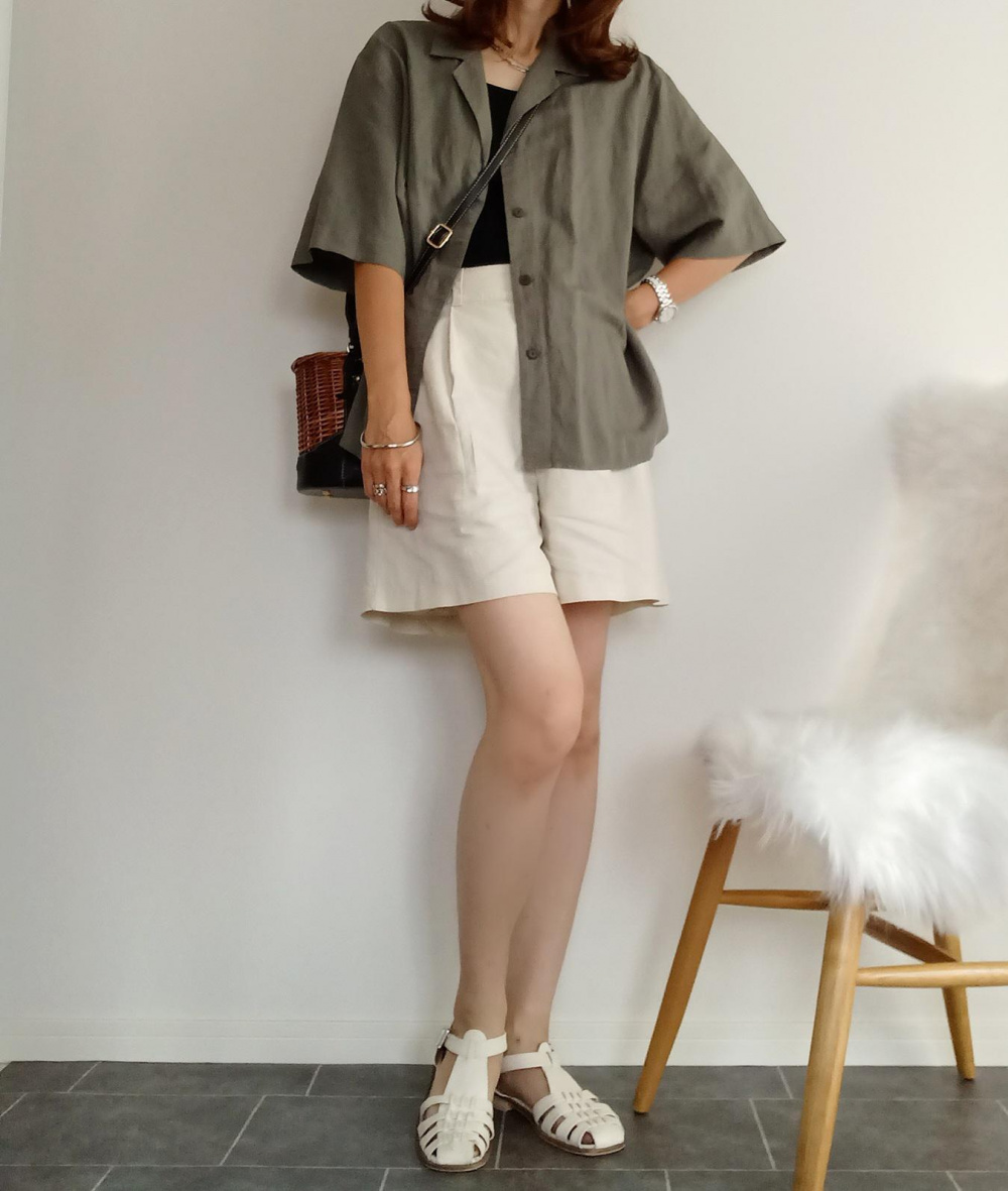 ポロシャツ(5分袖) Mrs. GREEN APPLE、リネンブレンドショート