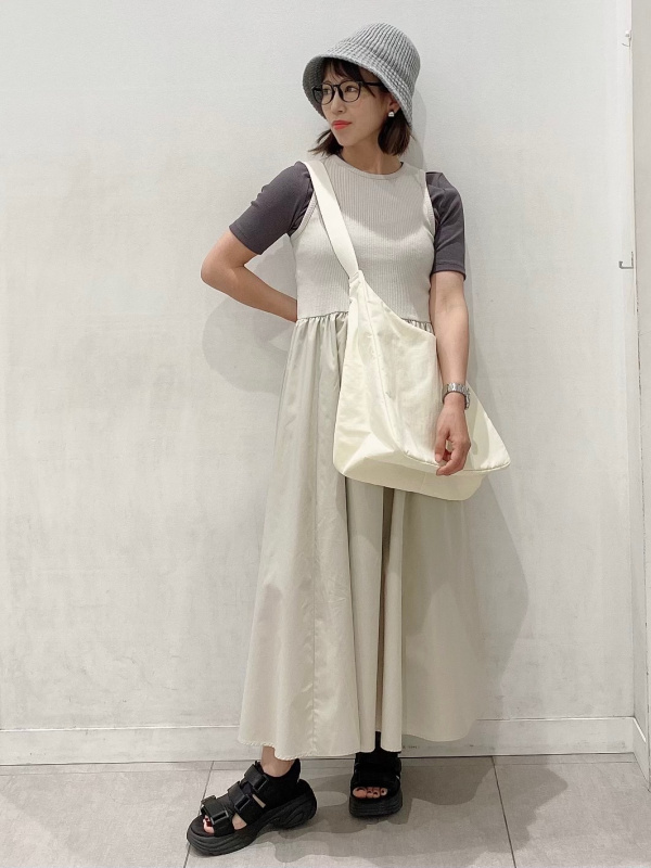 布帛コンビネーションワンピース(ノースリーブ)Q（レディース）の着用