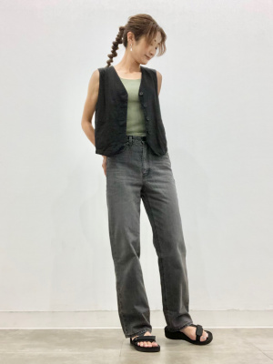 GU公式 | リネンブレンドコンパクトベスト(セットアップ可能)