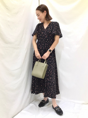 ワンピース guu GU公式 | フラワープリントカシュクールワンピース(半袖)+E