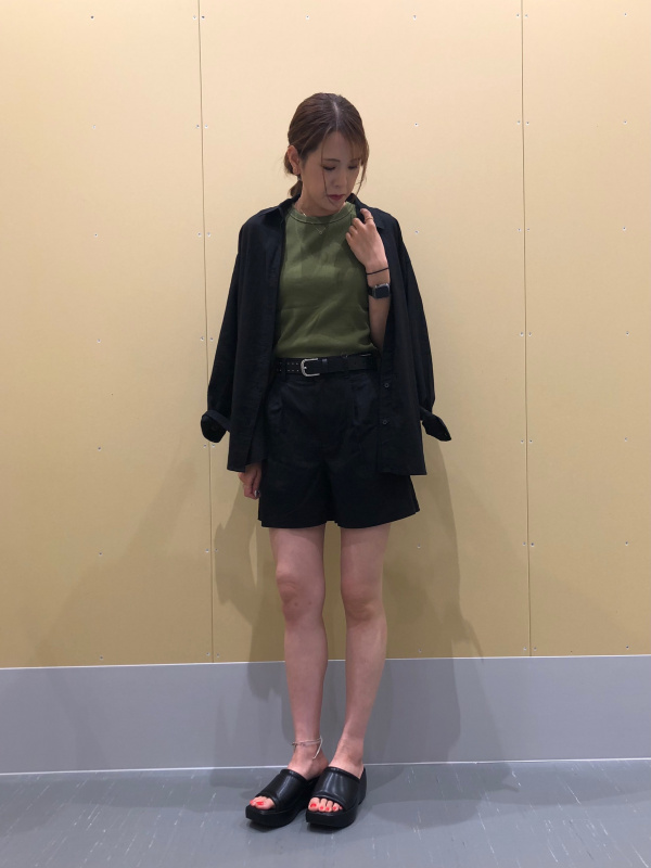 リネンブレンドショートパンツ(セットアップ可能)（レディース