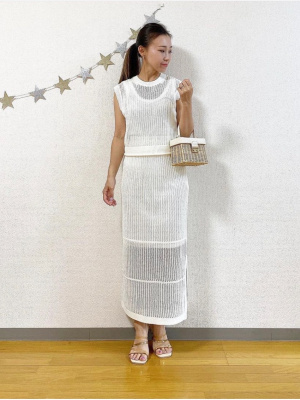 【新品未使用】 KI-noワンオフ シェード + アンバー クリア セット GU公式 | メッシュナローニットスカート(セットアップ可能)