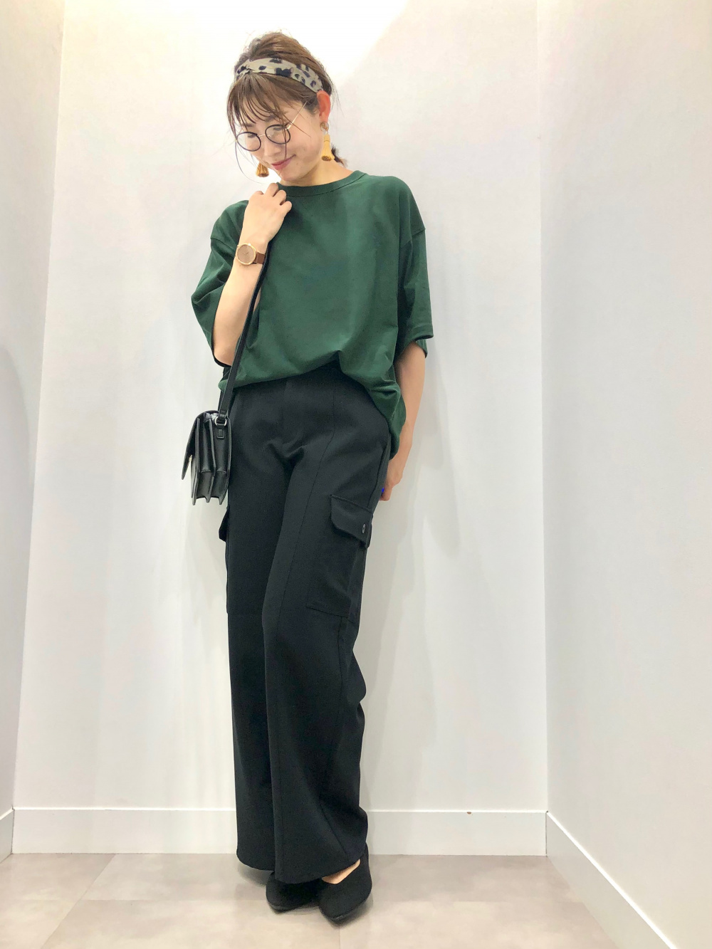 オリーブグリーン リブ編み タンクトップ カーディガン セット I SET2点 レースカーデ+タンクトップ/Green Parks（グリーン