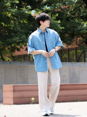 メンズ 半袖シャツ デニムシャツ オーバーサイズシャツ x6935 20240514_1715695207174128l.JPG