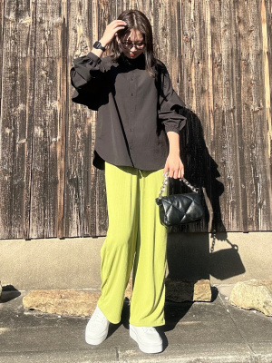 GU公式 | ラッフルスリーブブラウス(長袖)