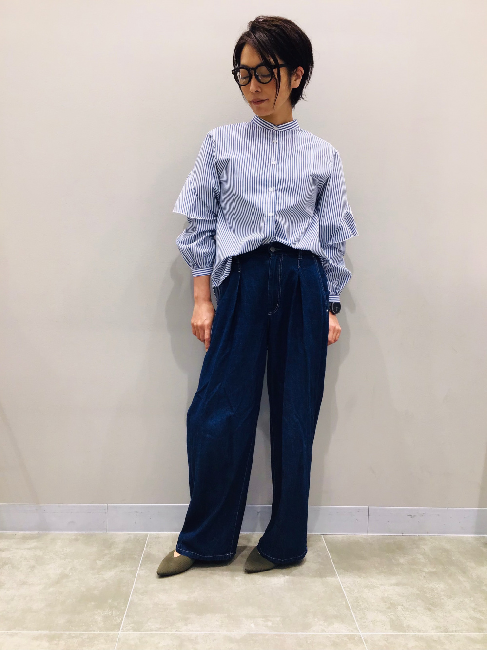 ストラップショルダーミニT(半袖)OSB+EC、ライトデニムワイド