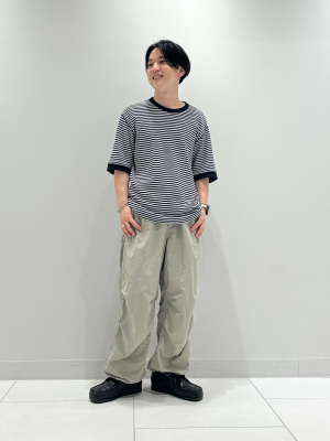 彫り鰐 GU公式 | ワッフルT(5分袖)(ボーダー)