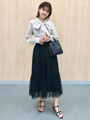 風風 GU公式 | チュールティアードミディスカートQ+E
