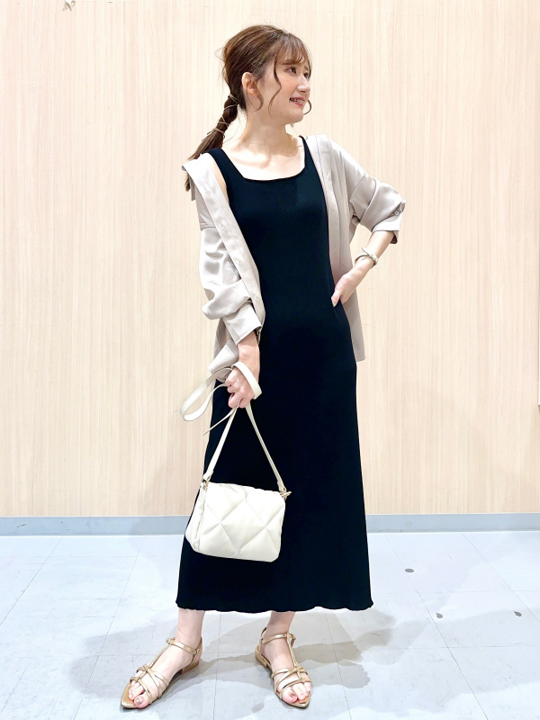 コーデ売り♡ショート丈カーディガン＆ノースリーブニットワンピース ロング シアーロングカーディガン(長袖)Z、リブニットワンピース