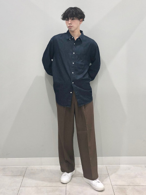 まぁページ GU公式 | デニムオーバーサイズシャツ(長袖)