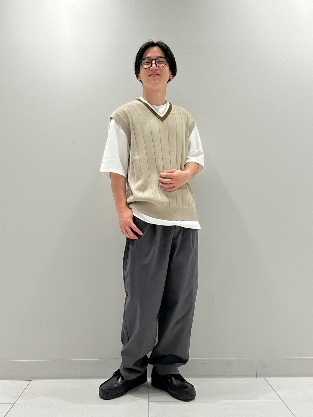 メッシュニットスキッパーポロシャツ(5分袖)、コットンカラーT
