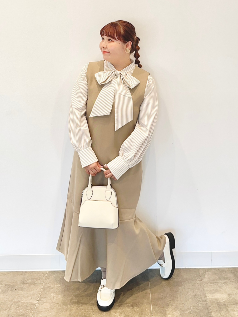 メッシュセットワンピース(ノースリーブ)、布帛コンビネーション