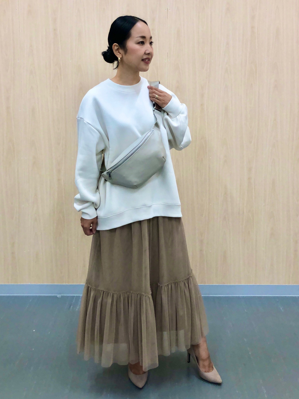 スリーブレスミリタリージャケットRS+E、チュールティアードミディ
