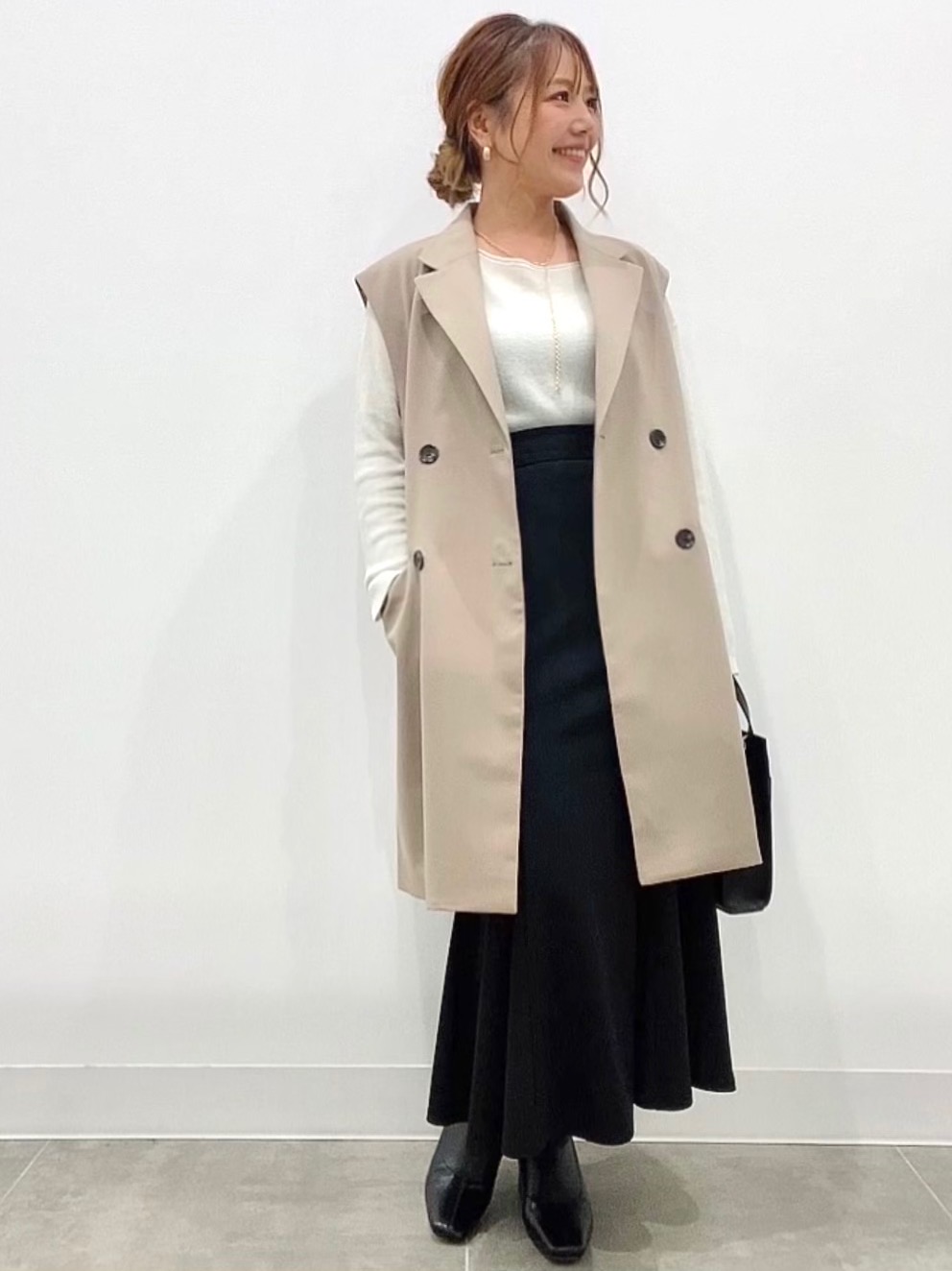 Vネックニットチュニック(ノースリーブ)+X、アメリカンスリーブタンク