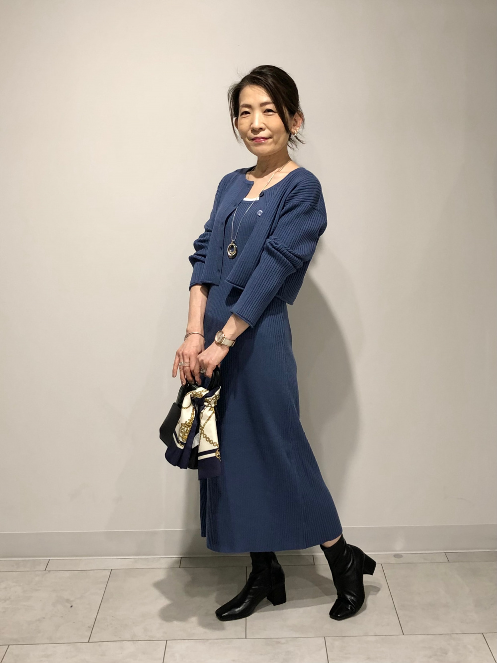 レーストリムパフスリーブセーター(長袖)Z、ボアフルジップ