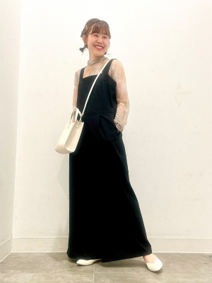 GU公式 | スクエアネックジャンプスーツ(ノースリーブ)