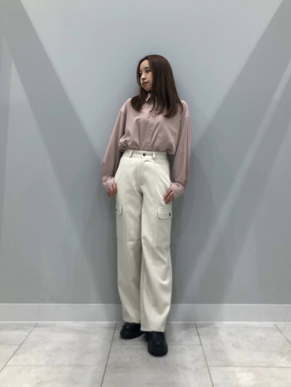89400 CORAGIO ハーフジップ長袖ポロシャツ　白　L 89400 CORAGIO ハーフジップ長袖ポロシャツ 白 Lファッション