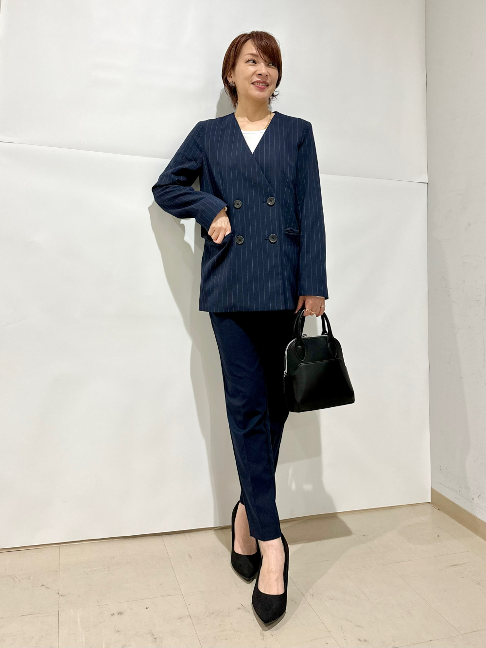 バキ　セット ウォッシャブルノーカラージャケットZ(セットアップ可能)、ドレープ